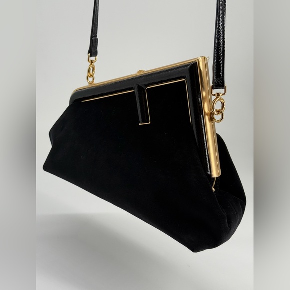 Fendi Zucca FF Black Velvet Evening Bag - Picture 5 of 13